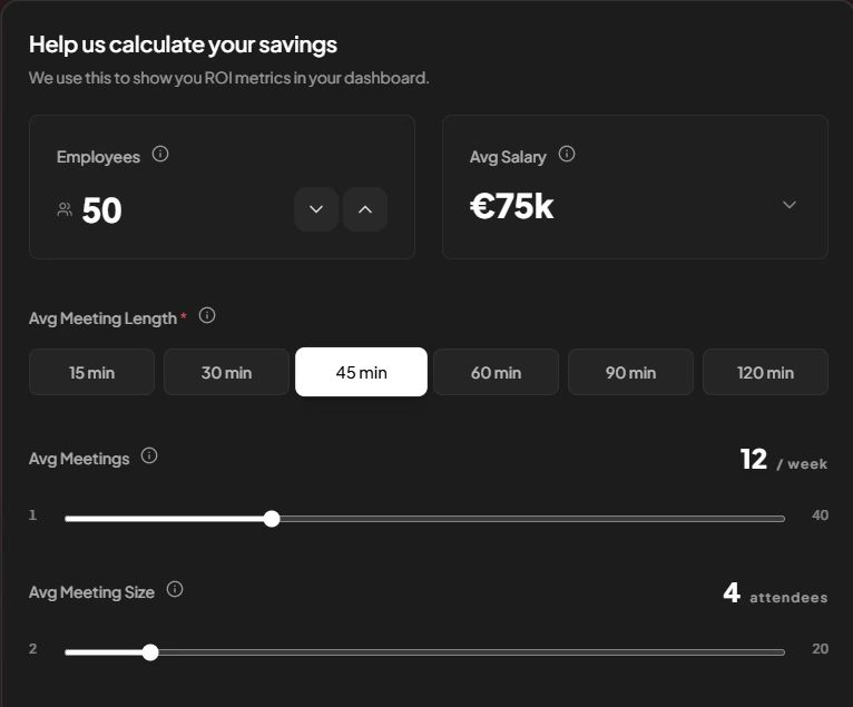 Capme meeting cost calculator